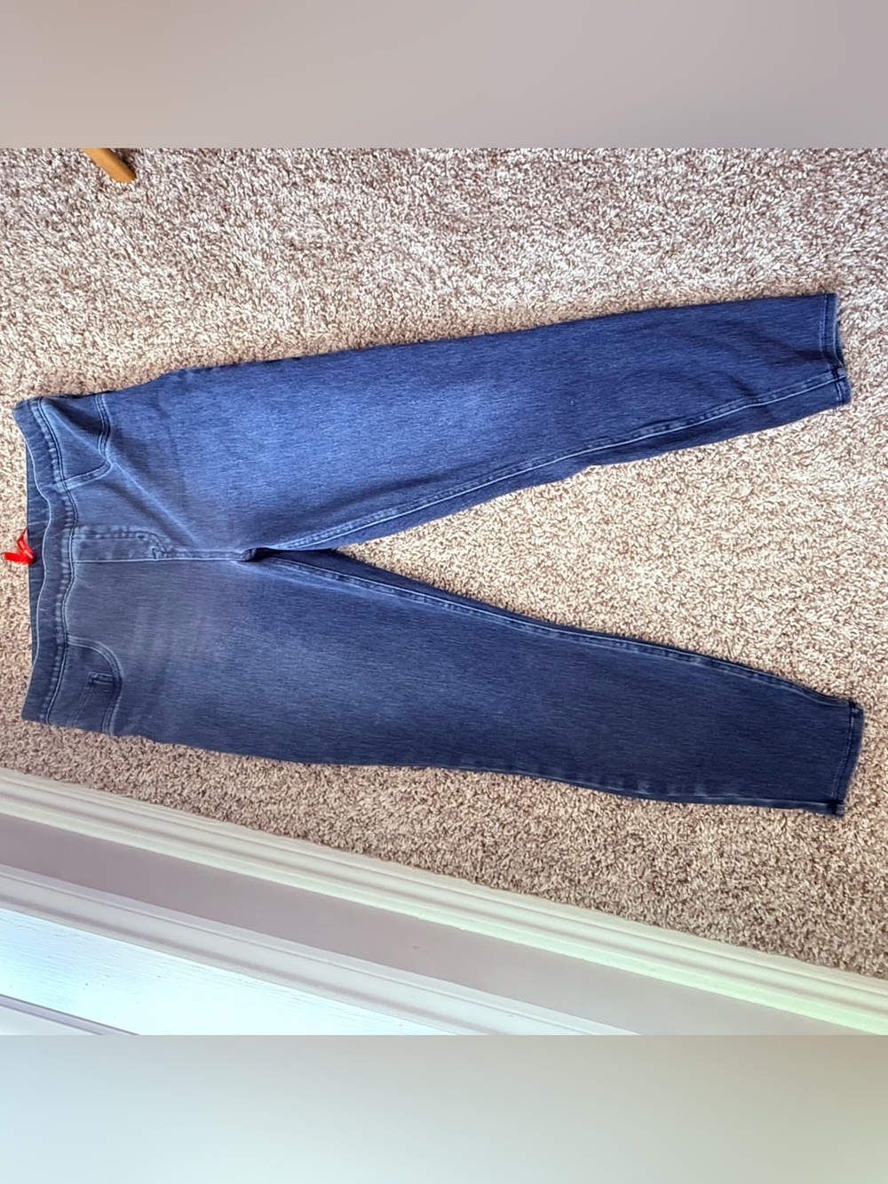 Spanx Jeans XL Blue Dark Wash Mid Rise Pull On Jeggings Stretch Shaping